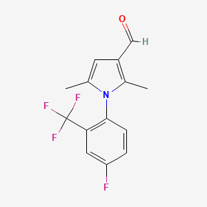 molecular formula C14H11F4NO B8164820 1-(4-fluoro-2-trifluoromethyl-phenyl)-2,5-dimethyl-1H-pyrrole-3-carbaldehyde 