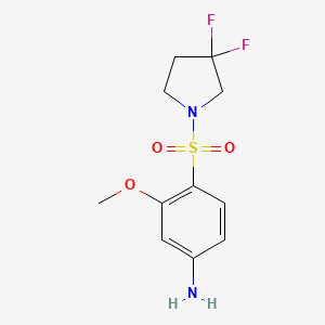 molecular formula C11H14F2N2O3S B8164826 4-((3,3-Difluoropyrrolidin-1-yl)sulfonyl)-3-methoxyaniline 