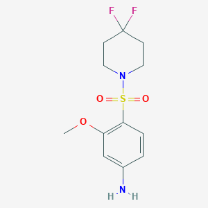molecular formula C12H16F2N2O3S B8164830 4-((4,4-Difluoropiperidin-1-yl)sulfonyl)-3-methoxyaniline 