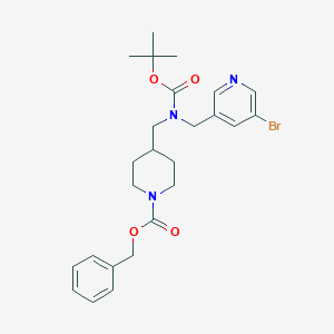 molecular formula C25H32BrN3O4 B8164909 Benzyl 4-((((5-bromopyridin-3-yl)methyl)(tert-butoxycarbonyl)amino)methyl)piperidine-1-carboxylate 