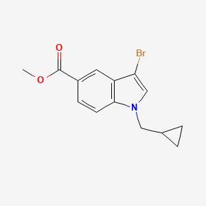 molecular formula C14H14BrNO2 B8164992 Methyl 3-bromo-1-(cyclopropylmethyl)-1H-indole-5-carboxylate 