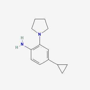 molecular formula C13H18N2 B8165073 4-Cyclopropyl-2-(pyrrolidin-1-yl)aniline 