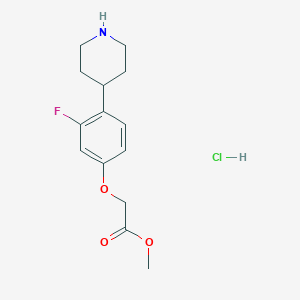 molecular formula C14H19ClFNO3 B8165099 Methyl 2-(3-fluoro-4-(piperidin-4-yl)phenoxy)acetate hydrochloride 