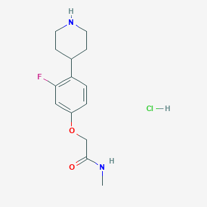 molecular formula C14H20ClFN2O2 B8165102 2-(3-Fluoro-4-(piperidin-4-yl)phenoxy)-N-methylacetamide hydrochloride 