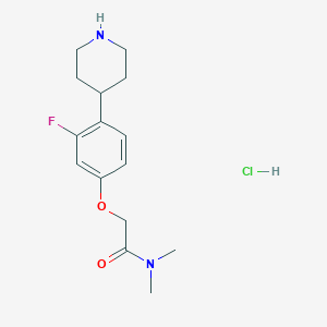 molecular formula C15H22ClFN2O2 B8165104 2-(3-Fluoro-4-(piperidin-4-yl)phenoxy)-N,N-dimethylacetamide hydrochloride 
