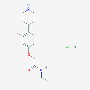 molecular formula C15H22ClFN2O2 B8165110 N-Ethyl-2-(3-fluoro-4-(piperidin-4-yl)phenoxy)acetamide hydrochloride 