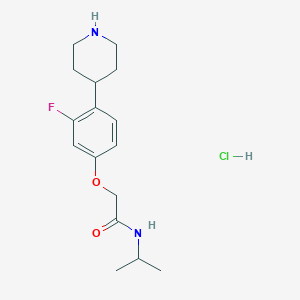 molecular formula C16H24ClFN2O2 B8165114 2-(3-Fluoro-4-(piperidin-4-yl)phenoxy)-N-isopropylacetamide hydrochloride 