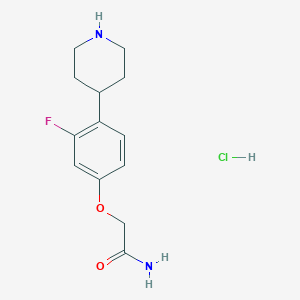 molecular formula C13H18ClFN2O2 B8165125 2-(3-Fluoro-4-(piperidin-4-yl)phenoxy)acetamide hydrochloride 