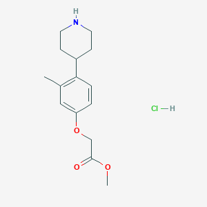molecular formula C15H22ClNO3 B8165128 Methyl 2-(3-methyl-4-(piperidin-4-yl)phenoxy)acetate hydrochloride 
