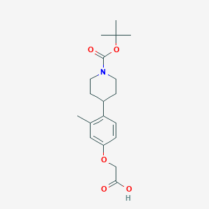 molecular formula C19H27NO5 B8165129 2-(4-(1-(tert-Butoxycarbonyl)piperidin-4-yl)-3-methylphenoxy)acetic acid 