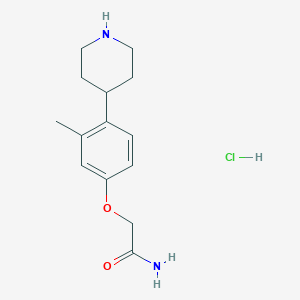 molecular formula C14H21ClN2O2 B8165134 2-(3-Methyl-4-(piperidin-4-yl)phenoxy)acetamide hydrochloride 