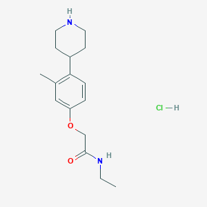molecular formula C16H25ClN2O2 B8165146 N-ethyl-2-(3-methyl-4-(piperidin-4-yl)phenoxy)acetamide hydrochloride 