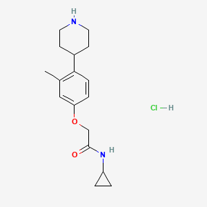 molecular formula C17H25ClN2O2 B8165156 N-Cyclopropyl-2-(3-methyl-4-(piperidin-4-yl)phenoxy)acetamide hydrochloride 