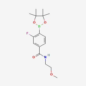 molecular formula C16H23BFNO4 B8165176 3-Fluoro-N-(2-methoxyethyl)-4-(4,4,5,5-tetramethyl-1,3,2-dioxaborolan-2-yl)benzamide 