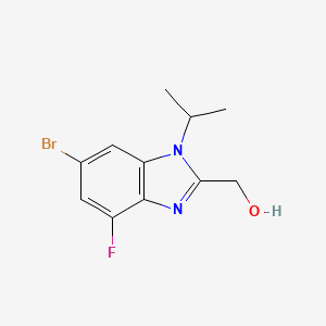 molecular formula C11H12BrFN2O B8165240 (6-Bromo-4-fluoro-1-isopropyl-1H-benzo[d]imidazole-2-yl) methanol 