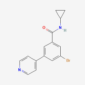 molecular formula C15H13BrN2O B8165263 3-Bromo-N-cyclopropyl-5-(pyridin-4-yl)benzamide 