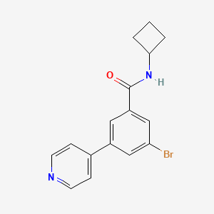 molecular formula C16H15BrN2O B8165266 3-Bromo-N-cyclobutyl-5-(pyridin-4-yl)benzamide 