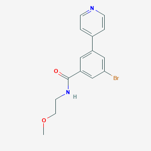 molecular formula C15H15BrN2O2 B8165269 3-Bromo-N-(2-methoxyethyl)-5-(pyridin-4-yl)benzamide 
