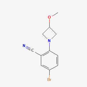 molecular formula C11H11BrN2O B8165287 5-Bromo-2-(3-methoxyazetidin-1-yl)benzonitrile 