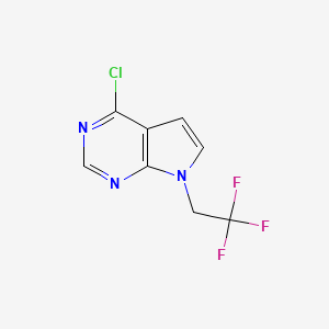 molecular formula C8H5ClF3N3 B8165309 4-Chloro-7-(2,2,2-trifluoroethyl)-7H-pyrrolo[2,3-d]pyrimidine 