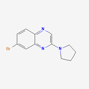 molecular formula C12H12BrN3 B8165374 7-Bromo-2-(pyrrolidin-1-yl)quinoxaline 