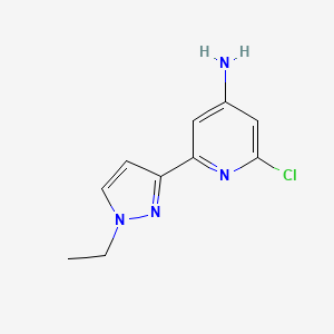 molecular formula C10H11ClN4 B8165389 2-Chloro-6-(1-ethyl-1H-pyrazol-3-yl)pyridin-4-amine 