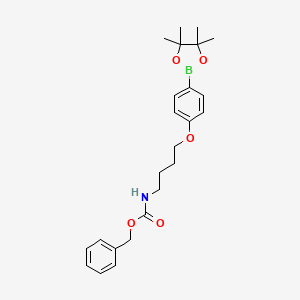 molecular formula C24H32BNO5 B8165424 Benzyl (4-(4-(4,4,5,5-tetramethyl-1,3,2-dioxaborolan-2-yl)phenoxy)butyl)carbamate 