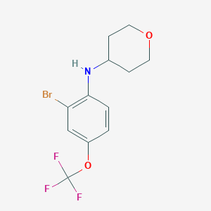 molecular formula C12H13BrF3NO2 B8165470 N-(2-Bromo-4-(trifluoromethoxy)phenyl)tetrahydro-2H-pyran-4-amine 