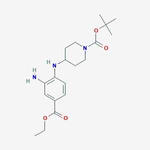 molecular formula C19H29N3O4 B8165498 tert-Butyl 4-((2-amino-4-(ethoxycarbonyl)phenyl)amino)piperidine-1-carboxylate 