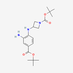 molecular formula C19H29N3O4 B8165533 tert-Butyl 3-((2-amino-4-(tert-butoxycarbonyl)phenyl)amino)azetidine-1-carboxylate 