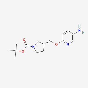 molecular formula C15H23N3O3 B8165627 (R)-tert-Butyl 3-(((5-aminopyridin-2-yl)oxy)methyl)pyrrolidine-1-carboxylate 