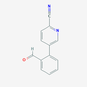 molecular formula C13H8N2O B8165658 5-(2-Formylphenyl)picolinonitrile 