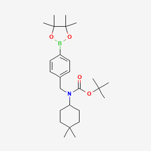 molecular formula C26H42BNO4 B8165690 tert-Butyl (4,4-dimethylcyclohexyl)(4-(4,4,5,5-tetramethyl-1,3,2-dioxaborolan-2-yl)benzyl)carbamate 