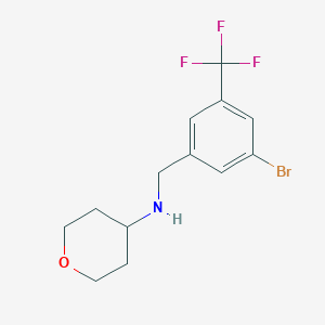 molecular formula C13H15BrF3NO B8165707 N-(3-Bromo-5-(trifluoromethyl)benzyl)tetrahydro-2H-pyran-4-amine 