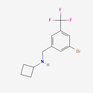 molecular formula C12H13BrF3N B8165711 N-(3-Bromo-5-(trifluoromethyl)benzyl)cyclobutanamine 