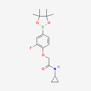 molecular formula C17H23BFNO4 B8165747 N-Cyclopropyl-2-(2-fluoro-4-(4,4,5,5-tetramethyl-1,3,2-dioxaborolan-2-yl)phenoxy)acetamide 