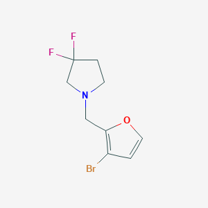 molecular formula C9H10BrF2NO B8165785 1-((3-Bromofuran-2-yl)methyl)-3,3-difluoropyrrolidine 