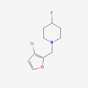 molecular formula C10H13BrFNO B8165790 1-((3-Bromofuran-2-yl)methyl)-4-fluoropiperidine 