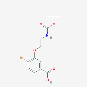 molecular formula C14H18BrNO5 B8165964 4-Bromo-3-(2-((tert-butoxycarbonyl)amino)ethoxy)benzoic acid 