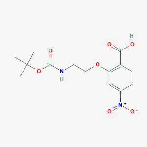 molecular formula C14H18N2O7 B8166093 2-(2-((tert-Butoxycarbonyl)amino)ethoxy)-4-nitrobenzoic acid 