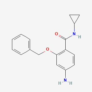 molecular formula C17H18N2O2 B8166099 4-Amino-2-(benzyloxy)-N-cyclopropylbenzamide 