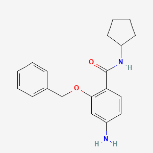 molecular formula C19H22N2O2 B8166121 4-Amino-2-(benzyloxy)-N-cyclopentylbenzamide 