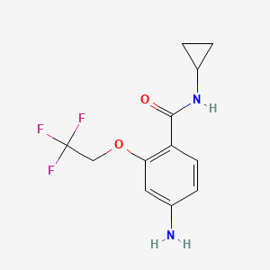 molecular formula C12H13F3N2O2 B8166126 4-Amino-N-cyclopropyl-2-(2,2,2-trifluoroethoxy)benzamide 