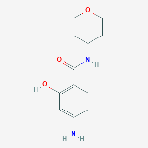 molecular formula C12H16N2O3 B8166145 4-Amino-2-hydroxy-N-(tetrahydro-2H-pyran-4-yl)benzamide 