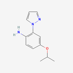 molecular formula C12H15N3O B8166148 4-Isopropoxy-2-(1H-pyrazol-1-yl)aniline 