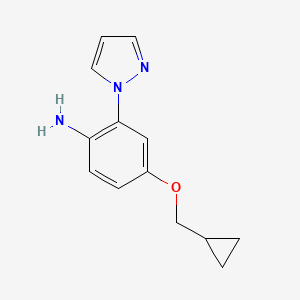 molecular formula C13H15N3O B8166150 4-(Cyclopropylmethoxy)-2-(1H-pyrazol-1-yl)aniline 