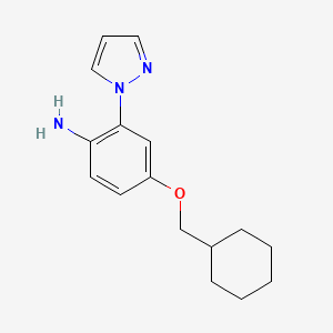 molecular formula C16H21N3O B8166163 4-(Cyclohexylmethoxy)-2-(1H-pyrazol-1-yl)aniline 