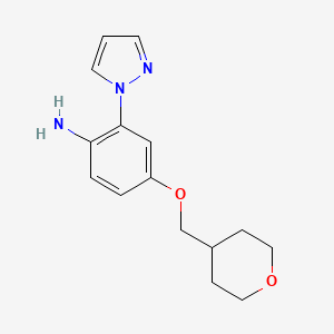 molecular formula C15H19N3O2 B8166168 2-(1H-pyrazol-1-yl)-4-((tetrahydro-2H-pyran-4-yl)methoxy)aniline 