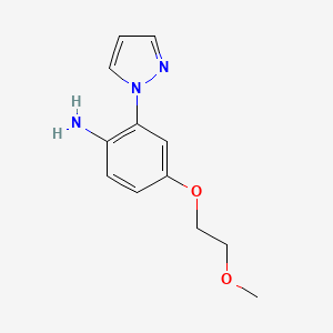 molecular formula C12H15N3O2 B8166170 4-(2-Methoxyethoxy)-2-(1H-pyrazol-1-yl)aniline 