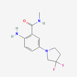 molecular formula C12H15F2N3O B8166172 2-Amino-5-(3,3-difluoropyrrolidin-1-yl)-N-methylbenzamide 